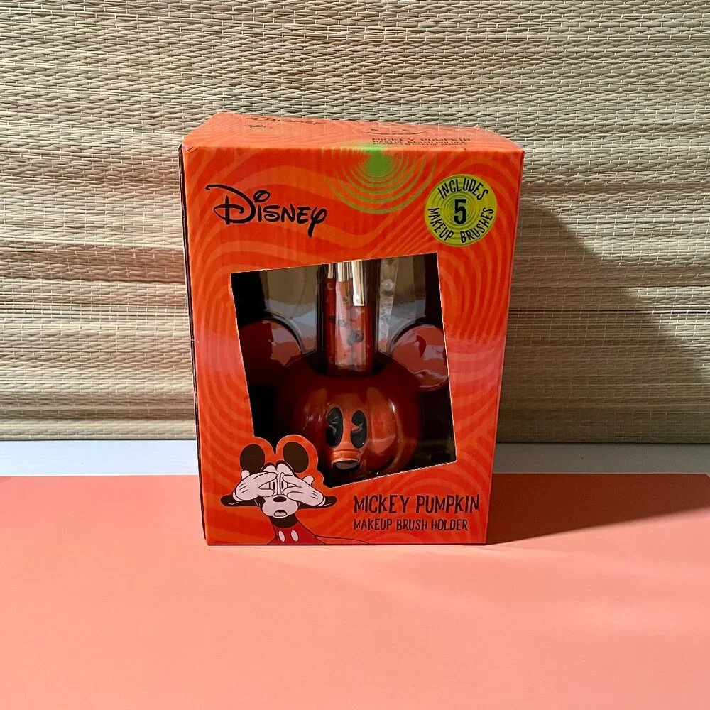 Mickey Pumpkin Makeup Brushes and Holder